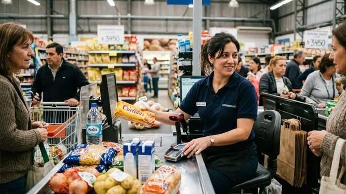 Trabajadora de comercio en supermercado